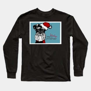 Merry Woofing Christmas Miniature Schnauzer Dog in Santa Hat Long Sleeve T-Shirt